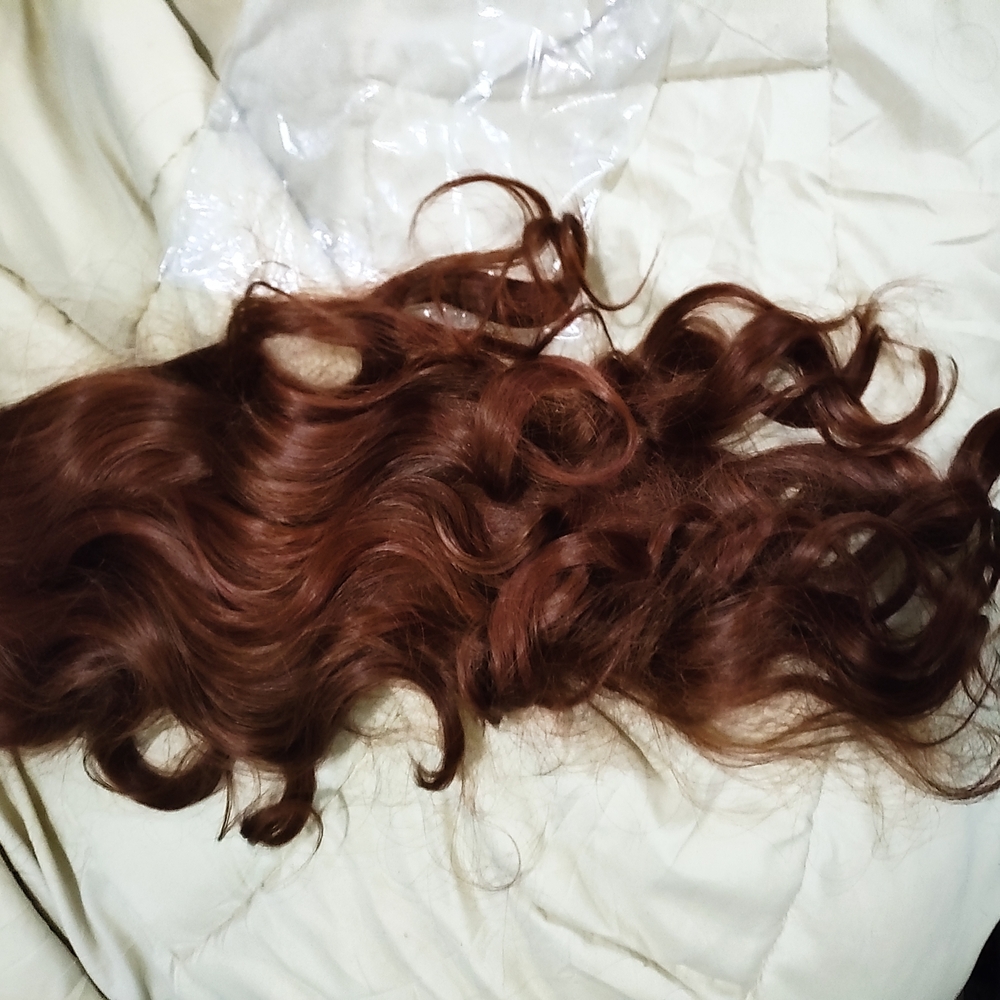 Voluminous Orange and Brown Wavy Hair Extensions